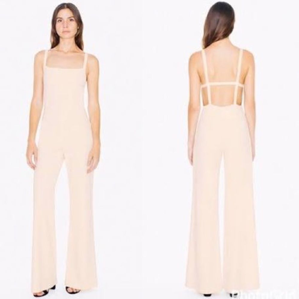 AMERICAN APPAREL white cream jumpsuit with straps back